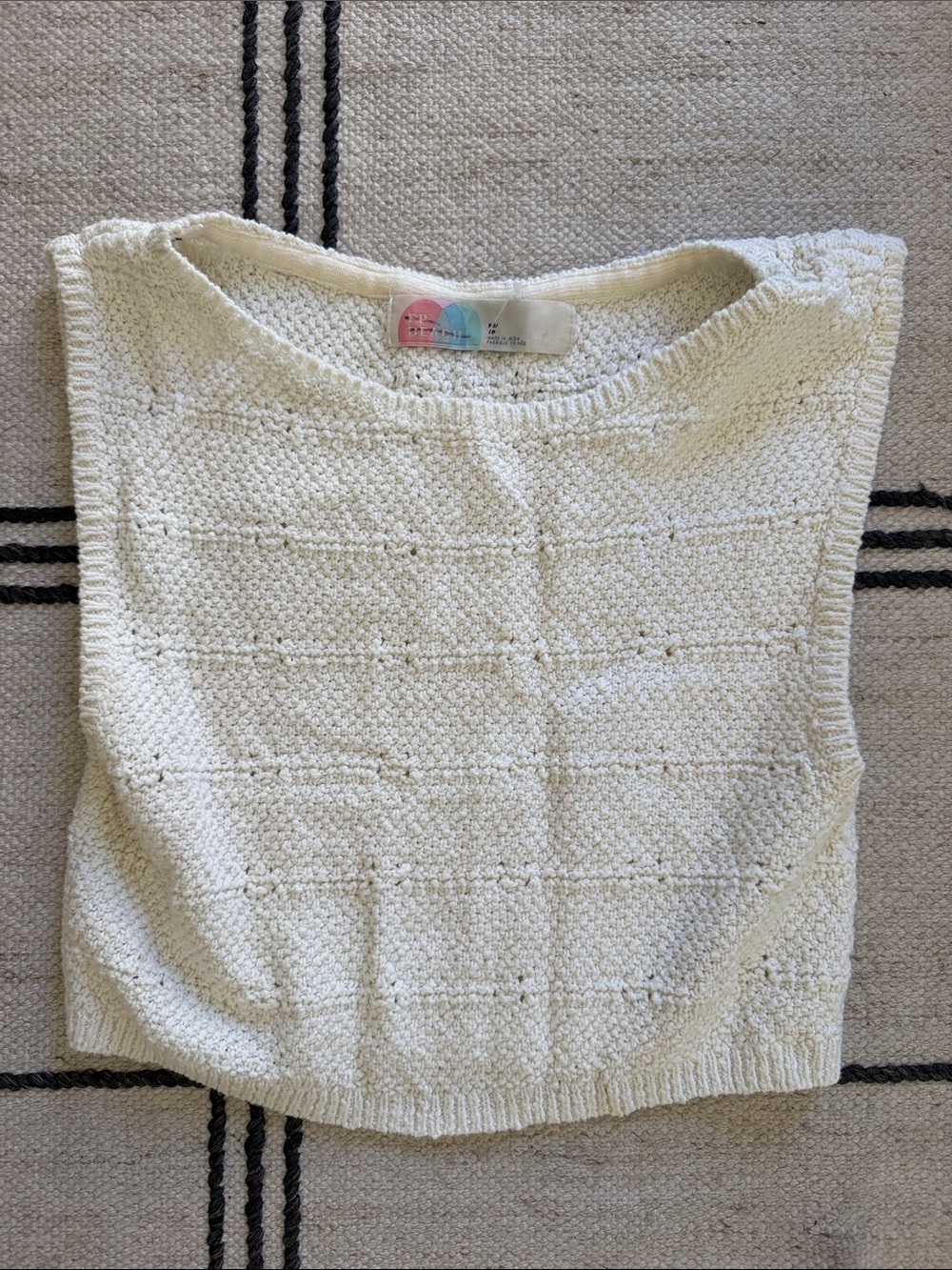 Free People Cream Knit Sleeveless Sweater Top